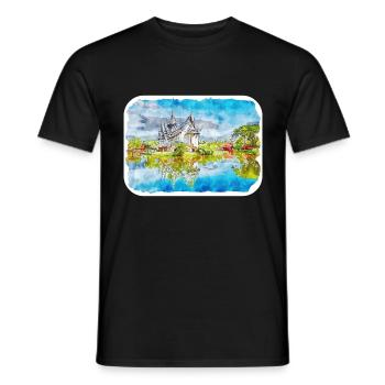 Thaïlande Aquarelle Esquisse Dessinée à la Main Illustration - T-shirt homme - noir - Devant - AI Model Male 178 light (178cm)