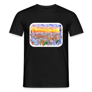 Barcelona Spanien Aquarell Skizze Gezeichnetes Gemälde - Männer T-Shirt - Schwarz - Vorne - AI Model Male 178 light (178cm)