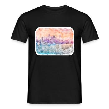 USA Aquarellskizze Handgezeichnete Illustration - Männer T-Shirt - Schwarz - Vorne - AI Model Male 178 light (178cm)