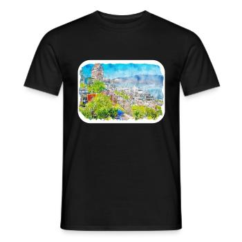Québec Canada Aquarelle Dessin Dessin Illustration - T-shirt homme - noir - Devant - AI Model Male 178 light (178cm)