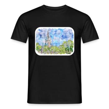 Florida USA Watercolor Sketch Drawn Illustration - Men's T-Shirt - black - Front - AI Model Male 178 light (178cm)