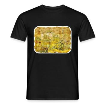 Dinde Aquarelle Esquisse Dessinée à la main Illustration - T-shirt homme - noir - Devant - AI Model Male 178 light (178cm)
