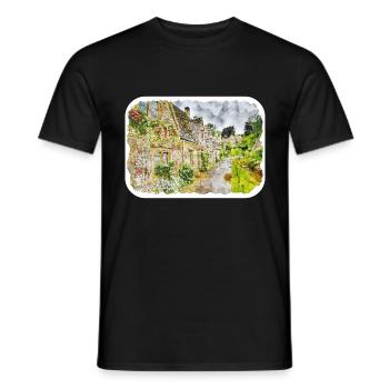 Ireland UK Watercolor Sketch Drawn Illustration - Men's T-Shirt - black - Front - AI Model Male 178 light (178cm)