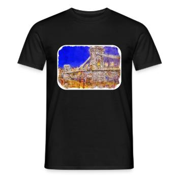 Budapest Ungarn Aquarell Skizze Illustration - Männer T-Shirt - Schwarz - Vorne - AI Model Male 178 light (178cm)