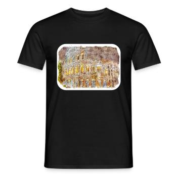 Italy Watercolor Sketch Hand Drawn Illustration - Men's T-Shirt - black - Front - AI Model Male 178 light (178cm)