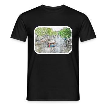 Amsterdam Netherlands Watercolor Sketch Drawing - Men's T-Shirt - black - Front - AI Model Male 178 light (178cm)