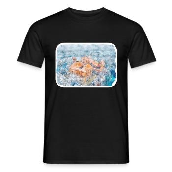 Lithuania Landmark Watercolor Sketch Illustration - Men's T-Shirt - black - Front - AI Model Male 178 light (178cm)