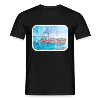 Italy Watercolor Sketch Hand Drawn Illustration - Men's T-Shirt - black - Front - AI Model Male 178 light (178cm)