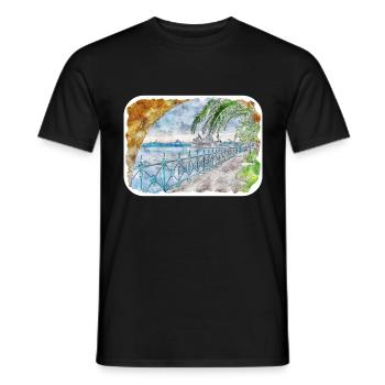 Australie Aquarelle Esquisse Dessinée à la Main Peinture - T-shirt homme - noir - Devant - AI Model Male 178 light (178cm)