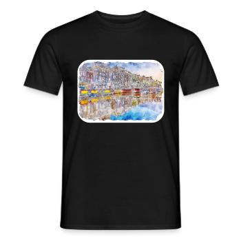 Amsterdam Pays-Bas Aquarelle Sketch Draw Drawi - T-shirt homme - noir - Devant - AI Model Male 178 light (178cm)