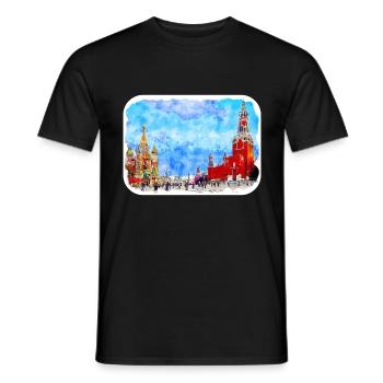 Moscou Russie Aquarelle Esquisse Dessin Dessiné - T-shirt homme - noir - Devant - AI Model Male 178 light (178cm)
