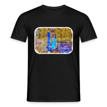 Berlin Allemagne Aquarelle Esquisse Dessinée Peinture - T-shirt homme - noir - Devant - AI Model Male 178 light (178cm)
