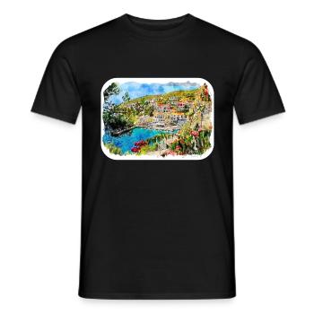Kroatien Aquarellskizze Handgezeichnete Illustration - Männer T-Shirt - Schwarz - Vorne - AI Model Male 178 light (178cm)