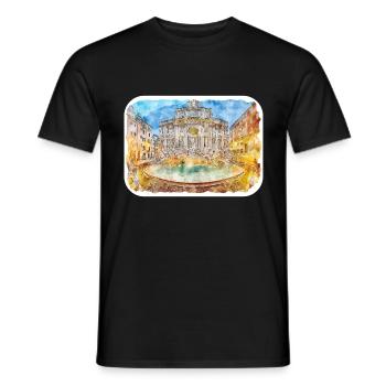 Rom Italien Aquarellskizze Gezeichnete Illustration - Männer T-Shirt - Schwarz - Vorne - AI Model Male 178 light (178cm)