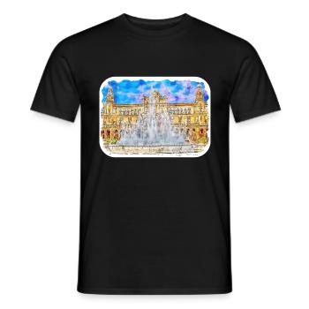Spain Watercolor Sketch Hand Drawn Illustration - Men's T-Shirt - black - Front - AI Model Male 178 light (178cm)