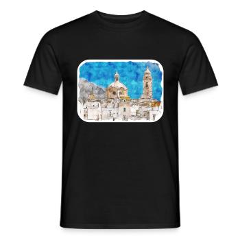 Italy Watercolor Sketch Hand Drawn Illustration - Men's T-Shirt - black - Front - AI Model Male 178 light (178cm)