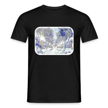 Québec Canada Aquarelle Dessin Dessin Illustration - T-shirt homme - noir - Devant - AI Model Male 178 light (178cm)