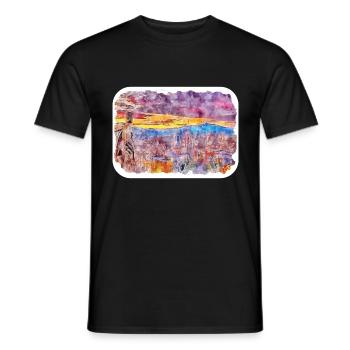 Madrid Espagne Aquarelle Esquisse Dessinée Peinture - T-shirt homme - noir - Devant - AI Model Male 178 light (178cm)
