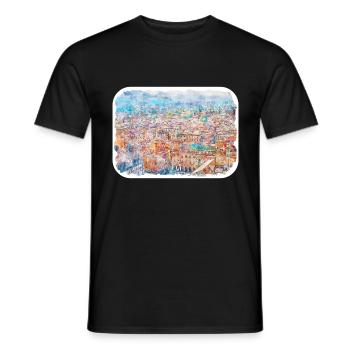 Bologna Italy Watercolor Sketch Illustration - Men's T-Shirt - black - Front - AI Model Male 178 light (178cm)