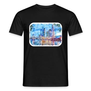 Moscou Russie Aquarelle Esquisse Dessin Dessiné - T-shirt homme - noir - Devant - AI Model Male 178 light (178cm)