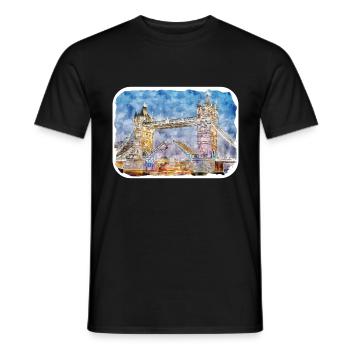 Uk Aquarell Skizze Handgezeichnete Illustration - Männer T-Shirt - Schwarz - Vorne - AI Model Male 178 light (178cm)