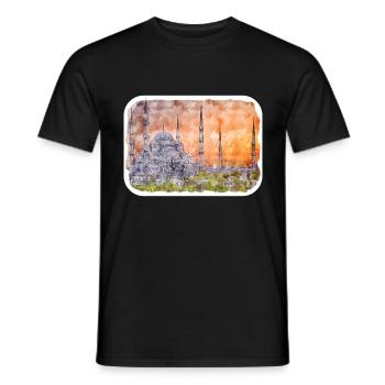 Dinde Aquarelle Esquisse Dessinée à la main Illustration - T-shirt homme - noir - Devant - AI Model Male 178 light (178cm)