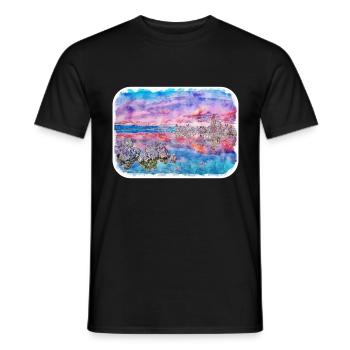 Illustration de croquis à l’aquarelle de Californie usa - T-shirt homme - noir - Devant - AI Model Male 178 light (178cm)