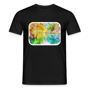 China Watercolor Sketch Hand Drawn Illustration - Men's T-Shirt - black - Front - AI Model Male 178 light (178cm)
