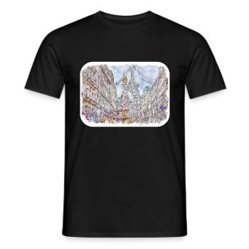 Vienna Austria Watercolor Sketch Painting - Men's T-Shirt - black - Front - AI Model Male 178 light (178cm)