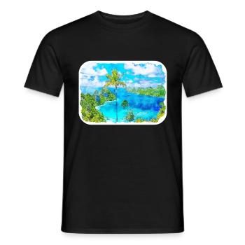 Indonésie Aquarelle Esquisse Dessinée à la Main Peinture - T-shirt homme - noir - Devant - AI Model Male 178 light (178cm)