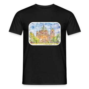 Allemagne Aquarelle Esquisse Dessinée à la main Illustration - T-shirt homme - noir - Devant - AI Model Male 178 light (178cm)
