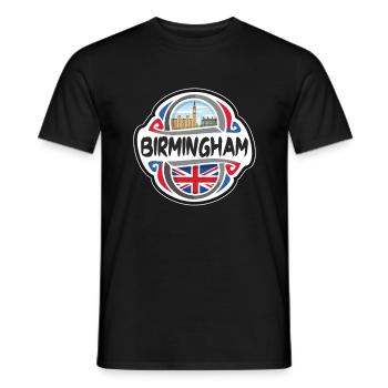 Birmingham Royaume-Uni Royaume-Uni Drapeau Souvenir de voyage - T-shirt homme - noir - Devant - AI Model Male 178 light (178cm)