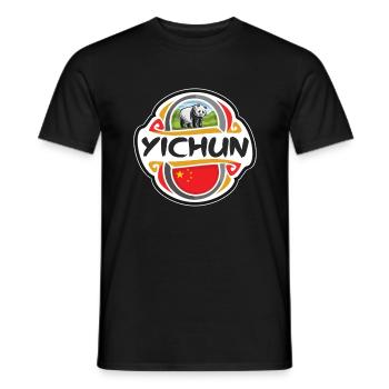 Yichun Chine Drapeau Badge Souvenir de Voyage Timbre - T-shirt homme - noir - Devant - AI Model Male 178 light (178cm)