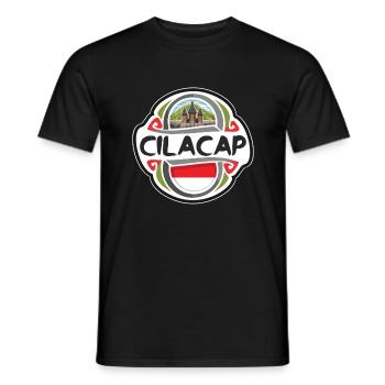 Cilacap Indonesia Flag Badge Travel Souvenir Stamp - Men's T-Shirt - black - Front - AI Model Male 178 light (178cm)
