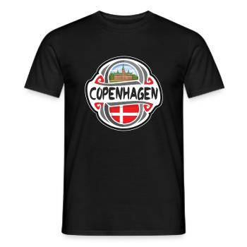 Copenhague Danemark Drapeau Voyage Souvenir Badge Stam - T-shirt homme - noir - Devant - AI Model Male 178 light (178cm)