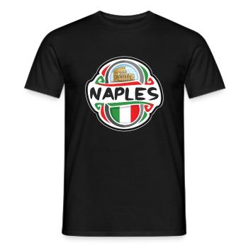 Neapel Italien Flagge Abzeichen Reise Souvenir Stempel - Männer T-Shirt - Schwarz - Vorne - AI Model Male 178 light (178cm)