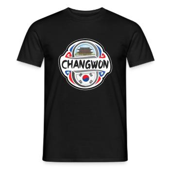 Changwon Südkorea Flagge Reise Souvenir Abzeichen St - Männer T-Shirt - Schwarz - Vorne - AI Model Male 178 light (178cm)