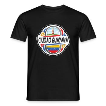 Ciudad Guayana Venezuela Drapeau Souvenir de Voyage Badg - T-shirt homme - noir - Devant - AI Model Male 178 light (178cm)