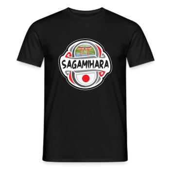 Sagamihara Japan Flagge Abzeichen Reise Souvenir Briefmarke - Männer T-Shirt - Schwarz - Vorne - AI Model Male 178 light (178cm)