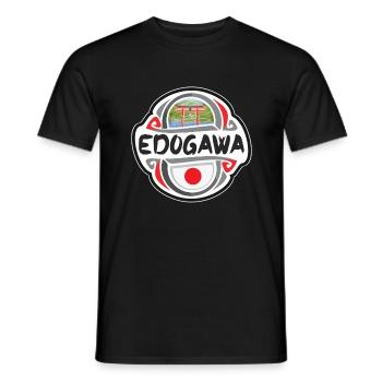 Edogawa Japon Drapeau Badge Souvenir de Voyage Timbre - T-shirt homme - noir - Devant - AI Model Male 178 light (178cm)