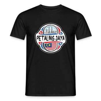 Petaling Jaya Malaysia Flag Travel Souvenir Badge - Men's T-Shirt - black - Front - AI Model Male 178 light (178cm)