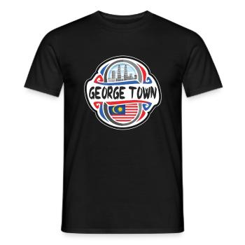George Town Malaysia Flagge Reise Souvenir Badge St - Männer T-Shirt - Schwarz - Vorne - AI Model Male 178 light (178cm)