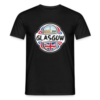 Glasgow UK United Kingdom Flag Travel Souvenir Bad - Men's T-Shirt - black - Front - AI Model Male 178 light (178cm)