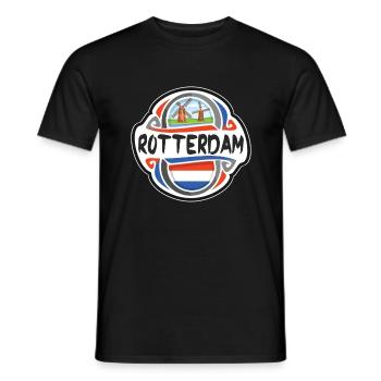 Rotterdam Netherlands Flag Travel Souvenir Badge S - Men's T-Shirt - black - Front - AI Model Male 178 light (178cm)