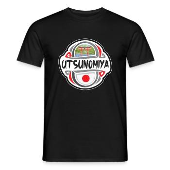 Utsunomiya Japan Flagge Abzeichen Reise Souvenir Briefmarke - Männer T-Shirt - Schwarz - Vorne - AI Model Male 178 light (178cm)