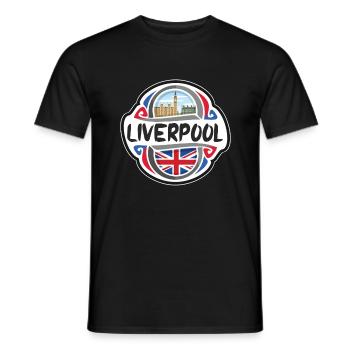 Liverpool UK United Kingdom Flag Travel Souvenir B - Men's T-Shirt - black - Front - AI Model Male 178 light (178cm)