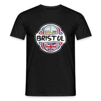 Bristol UK United Kingdom Flag Travel Souvenir Bad - Men's T-Shirt - black - Front - AI Model Male 178 light (178cm)