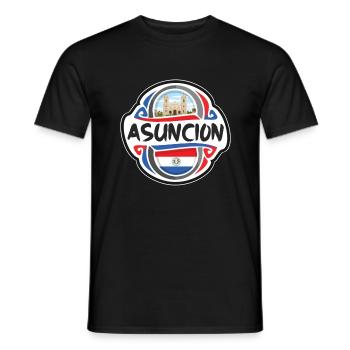 Asuncion Paraguay Drapeau Badge Souvenir de Voyage Timbre - T-shirt homme - noir - Devant - AI Model Male 178 light (178cm)