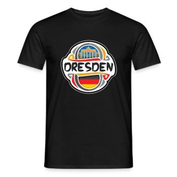 Dresde Allemagne Drapeau Badge Voyage Souvenir Timbre - T-shirt homme - noir - Devant - AI Model Male 178 light (178cm)