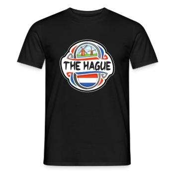 The Hague Netherlands Flag Travel Souvenir Badge S - Men's T-Shirt - black - Front - AI Model Male 178 light (178cm)